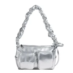 South Korea Niche Ins Casual Tote Bag Women's Large Capacity Pleated Multi-pocket - Silver - View 1
