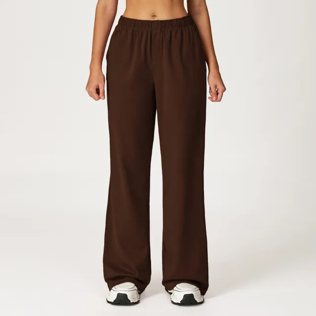 Autumn And Winter High Waist Long Sports Pants Wide Brown - Shop at LoveMi