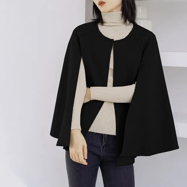 Autumn And Winter Woolen Overcoat Women's Autumn All matching Outer Wear Shawl Black - Shop at LoveMi
