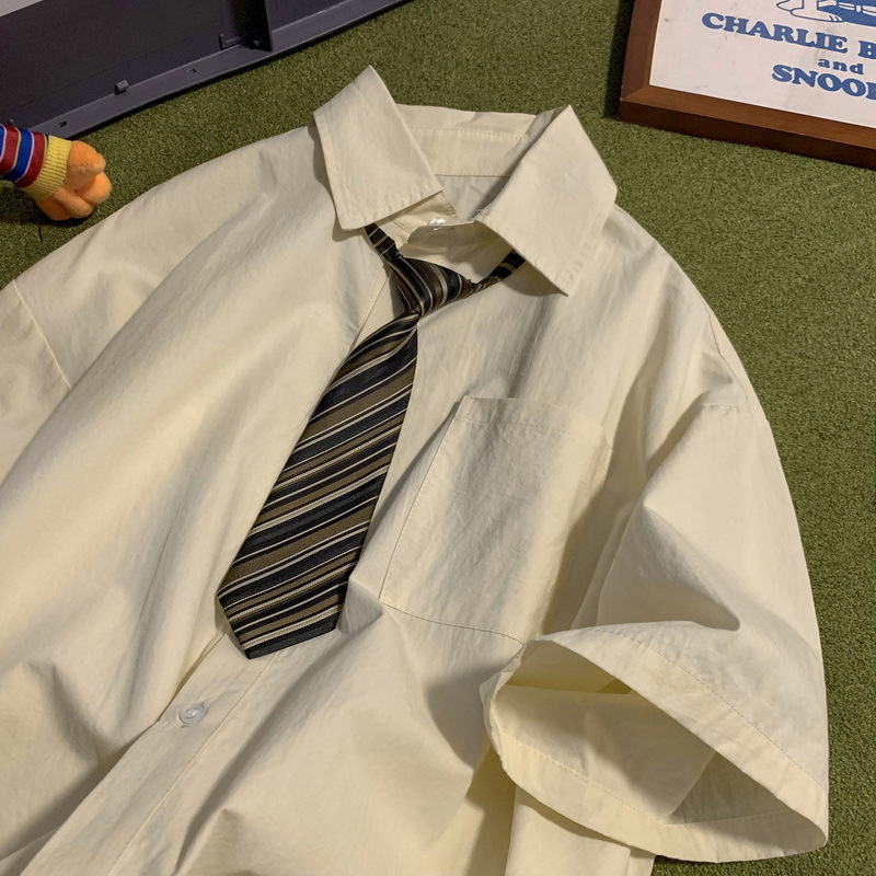 Lazy Summer Youth Popularity Simple Lapel Half Sleeve Uniform