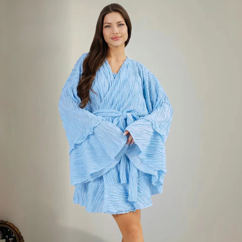 Chic Breathable And Comfortable Long-sleeve Underwear And Shorts Three-piece Set