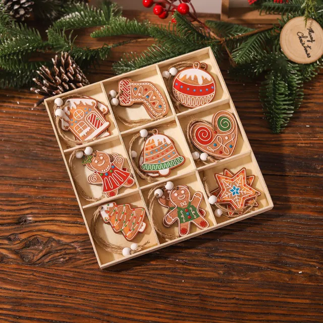 Christmas Jiugongge Wooden Pendant Doll Decorations Qj95 Gingerbread Man - Shop at LoveMi