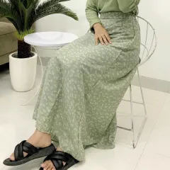 Fashionable All-match Skirt Floral Dress Women - Green - View 1