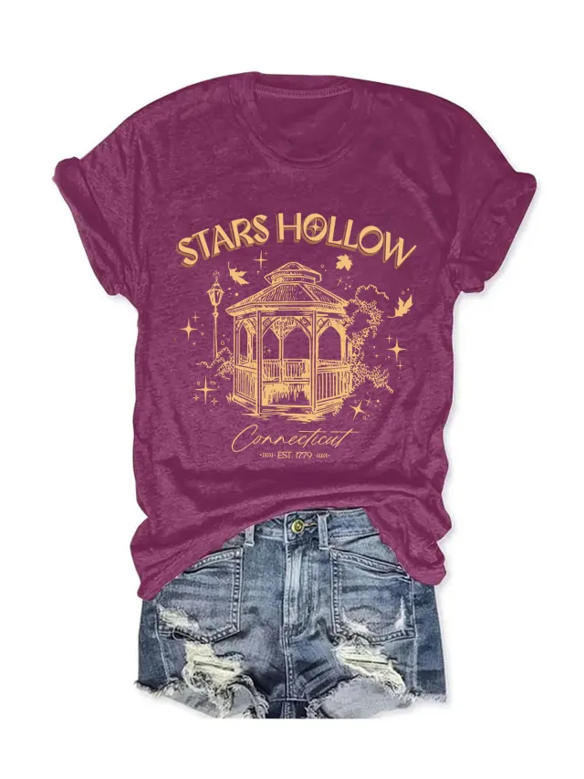 Casual Fashion Women's Wear Letter Graphic Print Crew Neck Short Sleeve Flower Dark Red - Shop at LoveMi