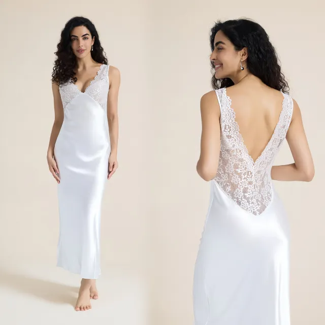 Womens European And American style Sexy Lace trimmed Slip Bodycon Dress White - Shop at LoveMi