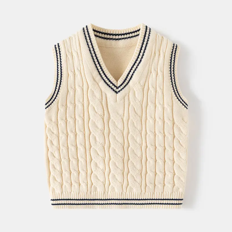 Boy's Thick Needle V-neck Knitted Jacket