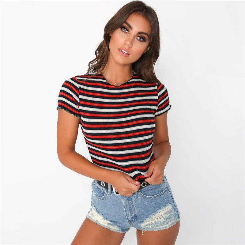 Title 2, Striped round neck short sleeve T