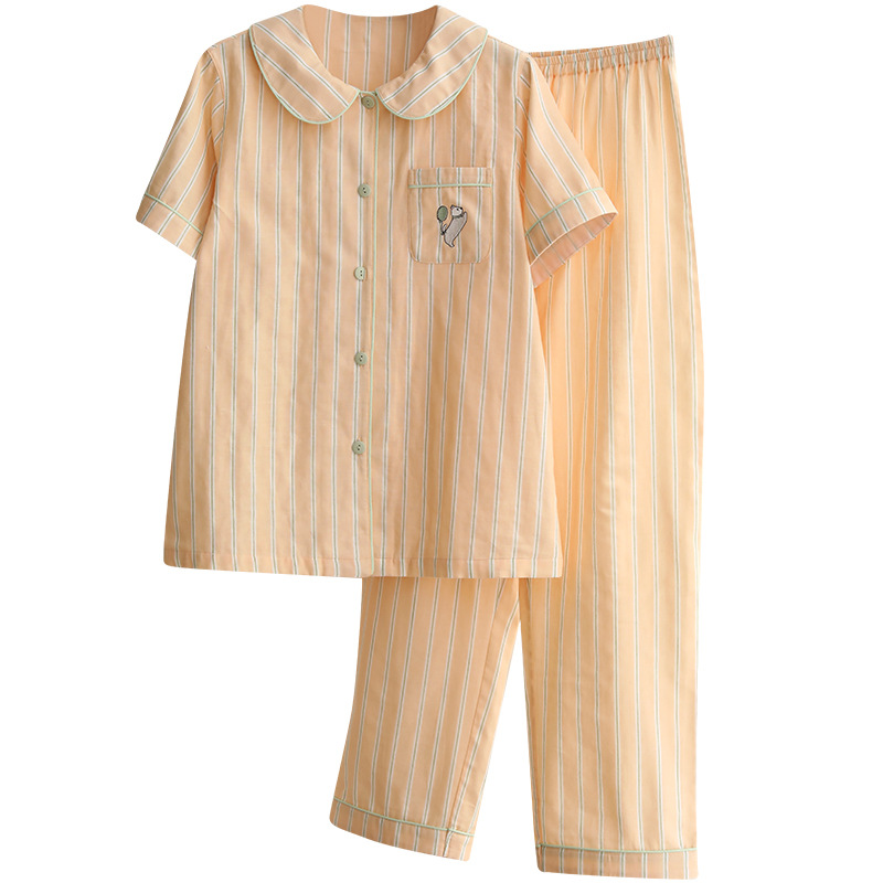 Women's Sweet Dopamine Cotton Gauze Striped Pajamas