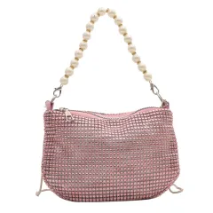 Pearl Special Imitation Diamond Handbag Shoulder Bag Women's Bag - Pink - View 1