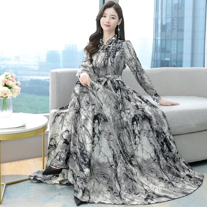 Temperament Waist-controlled Slimming Round Neck Single Layer Dress