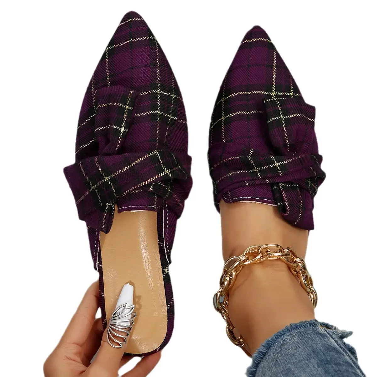 Summer Pointed Flat Semi Slippers