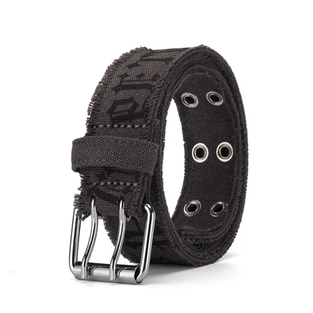 Jeans Belt Men's Embossed Cotton Washed Dark Gray - Shop at LoveMi