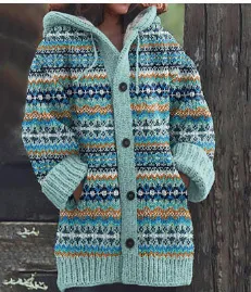 Retro Coat Lazy Hooded Knitted - Qs52 8-L