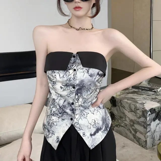 Off neck Backless Single breasted Tie dye Printed Shirt - Shop at LoveMi