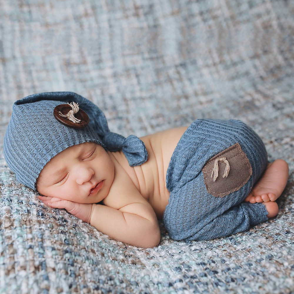Newborn Photography Pants And Long-Tail Hat Two-Piece Set