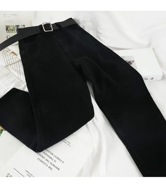 High Waist Jeans Women Straight Harem Black - Shop at LoveMi