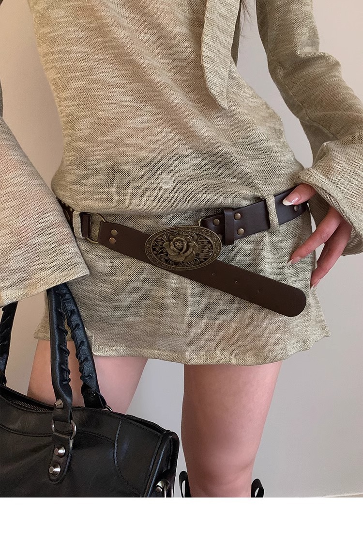Vintage Style Boho Belt with Flower Design