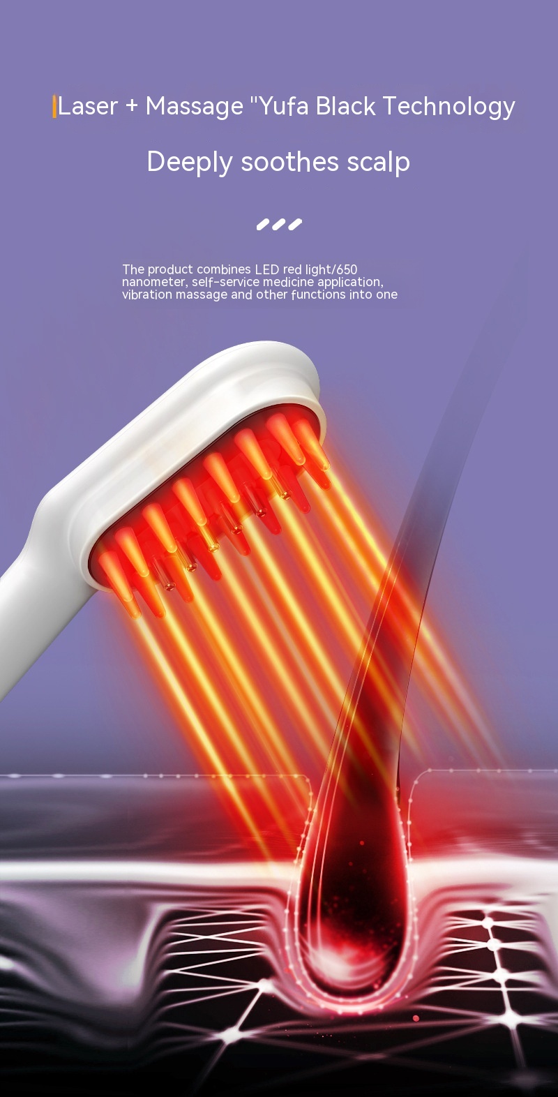 Scalp Medicine Feeder Care Massage Blue Light Red Light Hair Growth Tonic Import Comb — foto 5