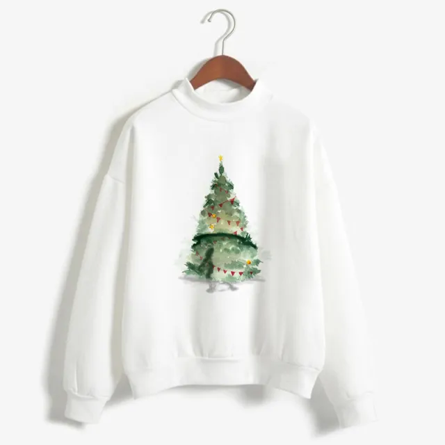 Christmas Printing Turtleneck Sweater Women 616Style - Shop at LoveMi