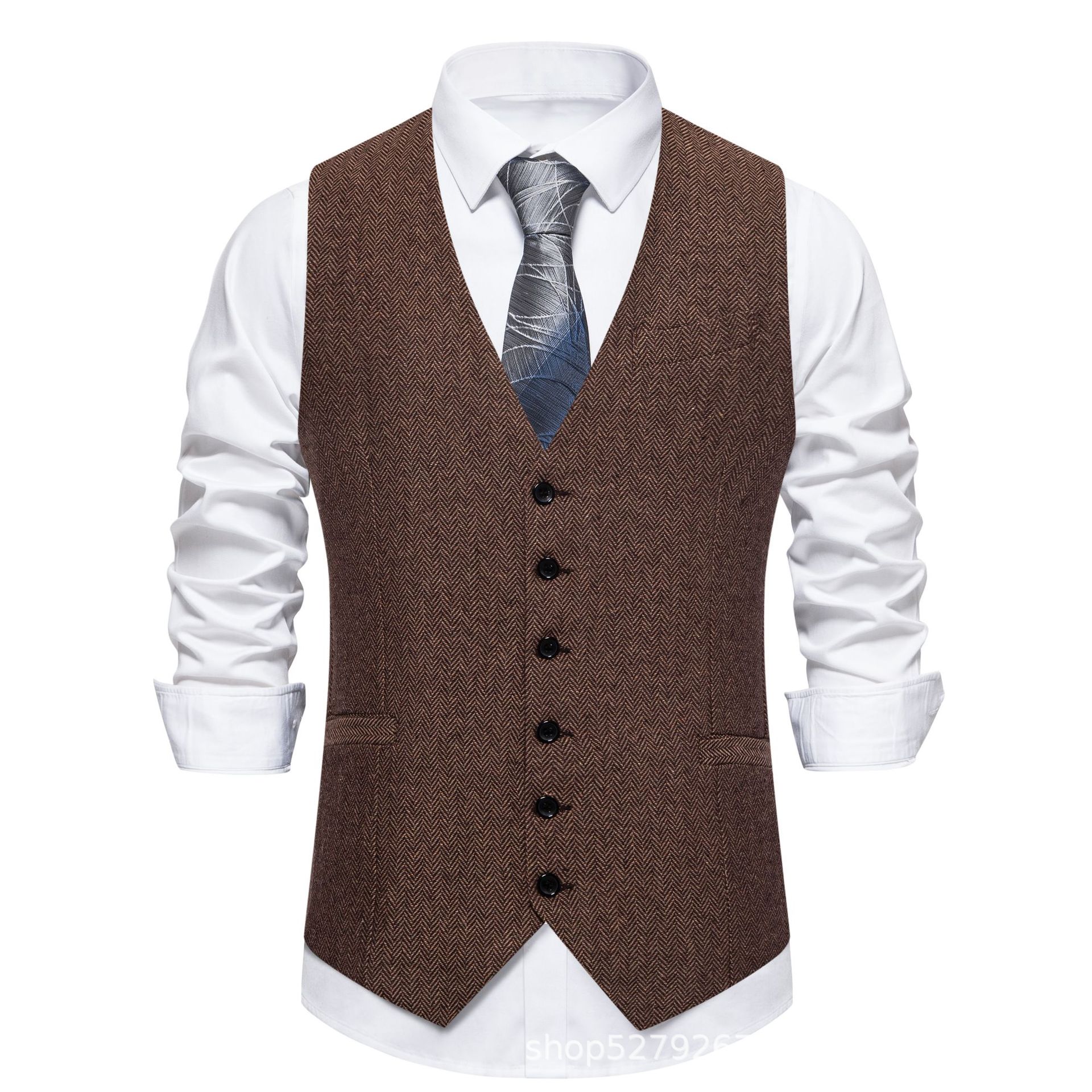 Retro Patchwork Single-Button Men's Suit Vest