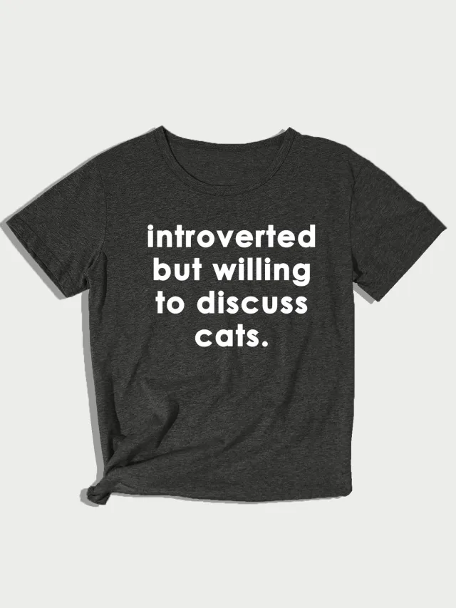 Women's Simple Printed Short Sleeve Black Gray - Shop at LoveMi