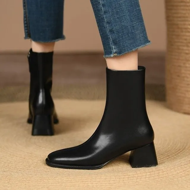 All match Fashionable Chunky Heel Side Pull Fashion Boots Black - Shop at LoveMi