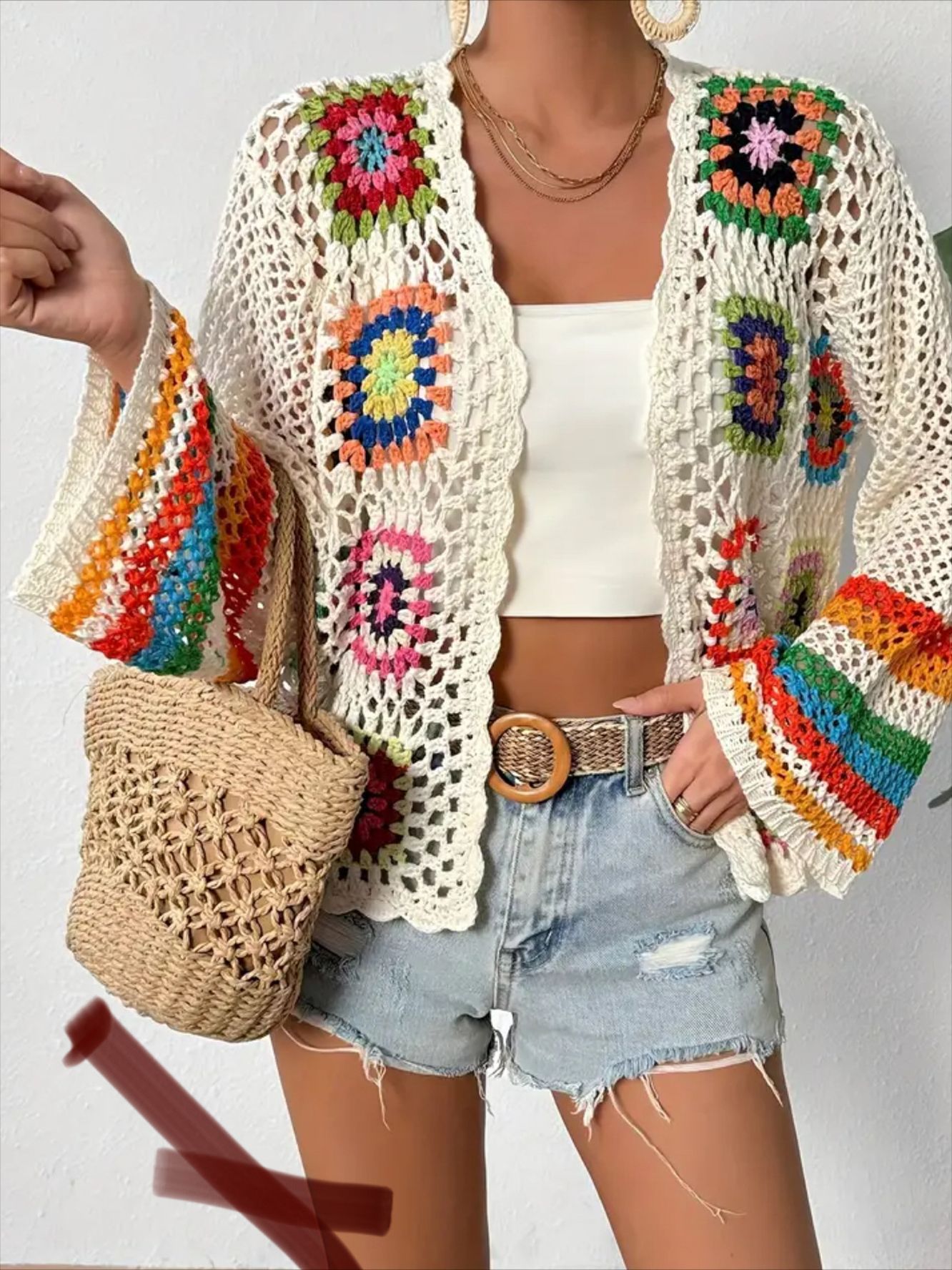 Hand-Crocheted Knitted Cardigan for Women