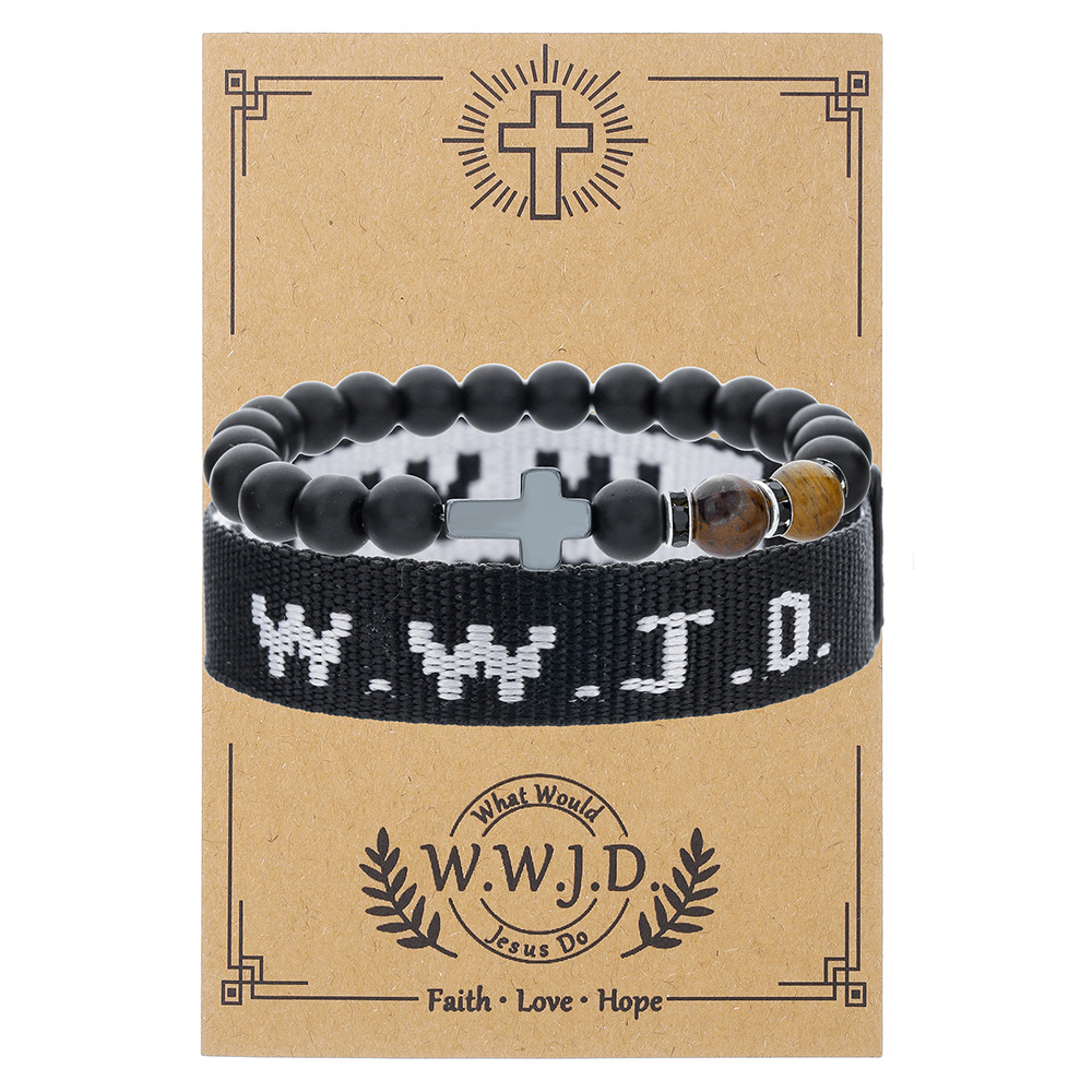 WWJD Letter Bracelet Turquoise Cross Charm Bracelet