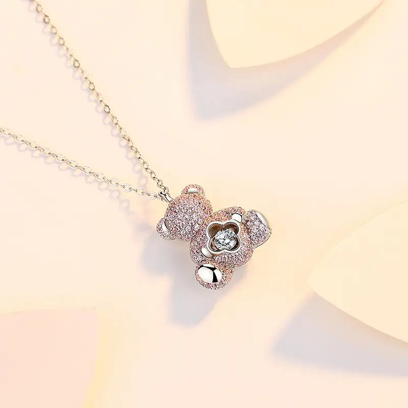 Clavicle Chain Smart Cute Bear Zircon Necklace For Women