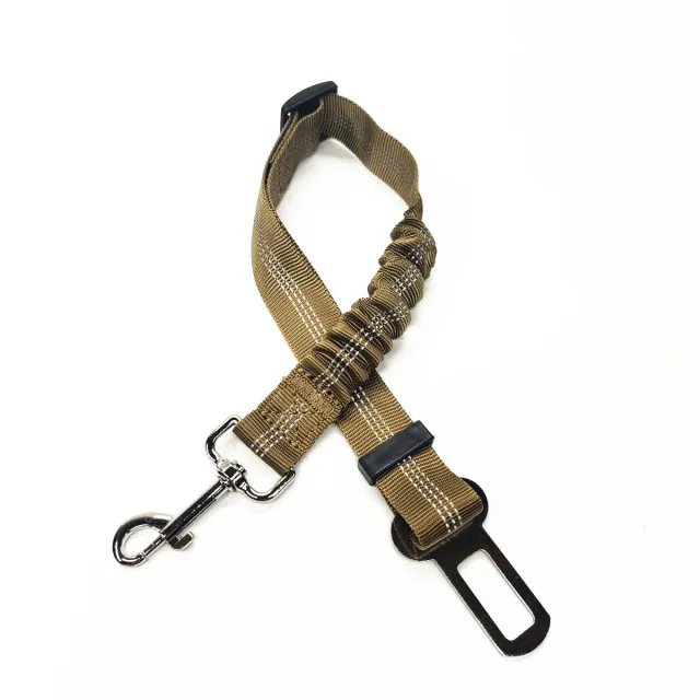 Pet Car Reflective Elastic Seat Belt Dog Car Buffer Dog Leash Khaki - Shop at LoveMi