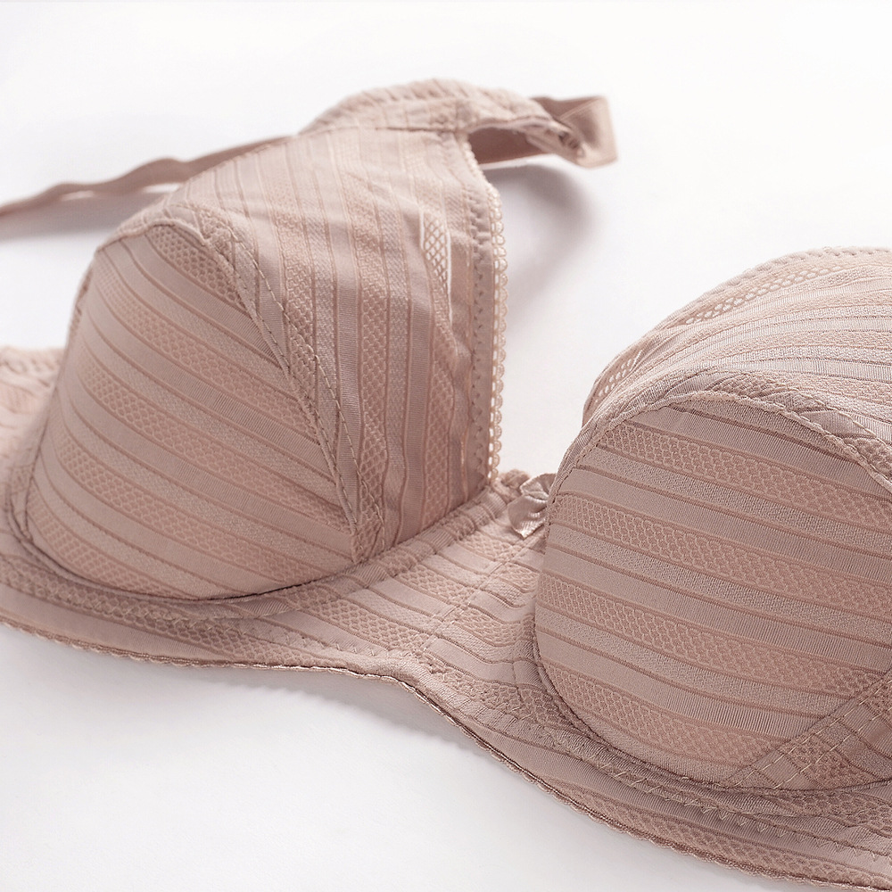 Title 4, Striped Plus Size Bra Push Up Thin Breathable Bra