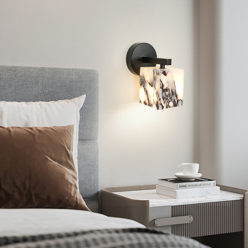 Marble Light-luxury Creative Background Wall Hallway Living Room And Bedroom Bedside Wall Lights