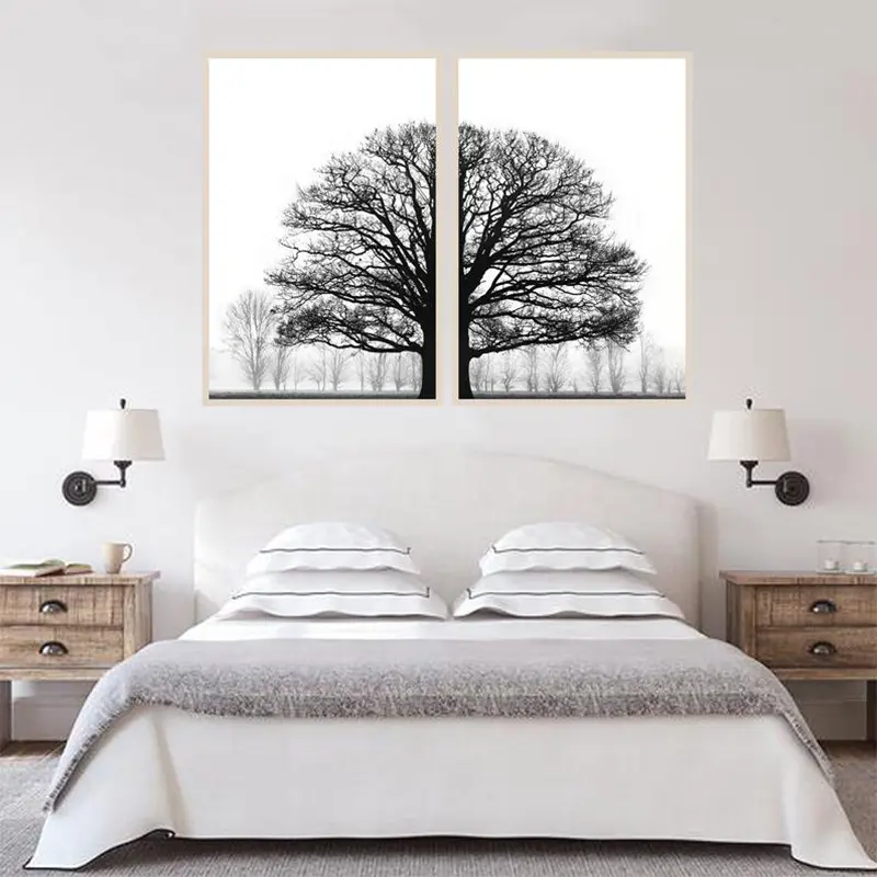 Black And White Winter Trees Modern Sofa
