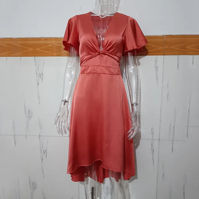 Womens Lace up Asymmetrical Skirt Dress Red - Shop at LoveMi