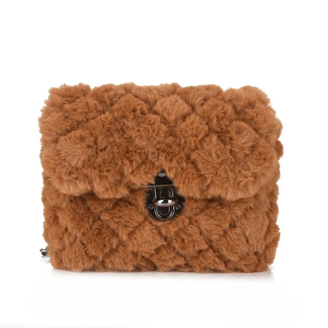 Women's Fashion All match Plush Chain Shoulder Messenger Bag Yellow - Shop at LoveMi