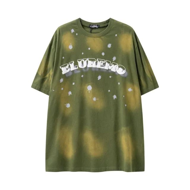 Puff Print Washed High Street Retro Short Sleeve Green - Shop at LoveMi