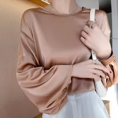 High-grade Round Neck Collarbone Simple Graceful T-shirt - Honey Brown - View 1