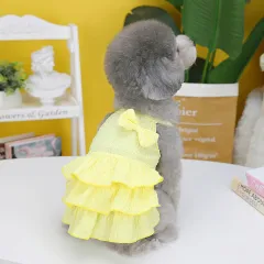 Pet Clothes Dog Skirt Candy Colour Layers - Yellow - View 1