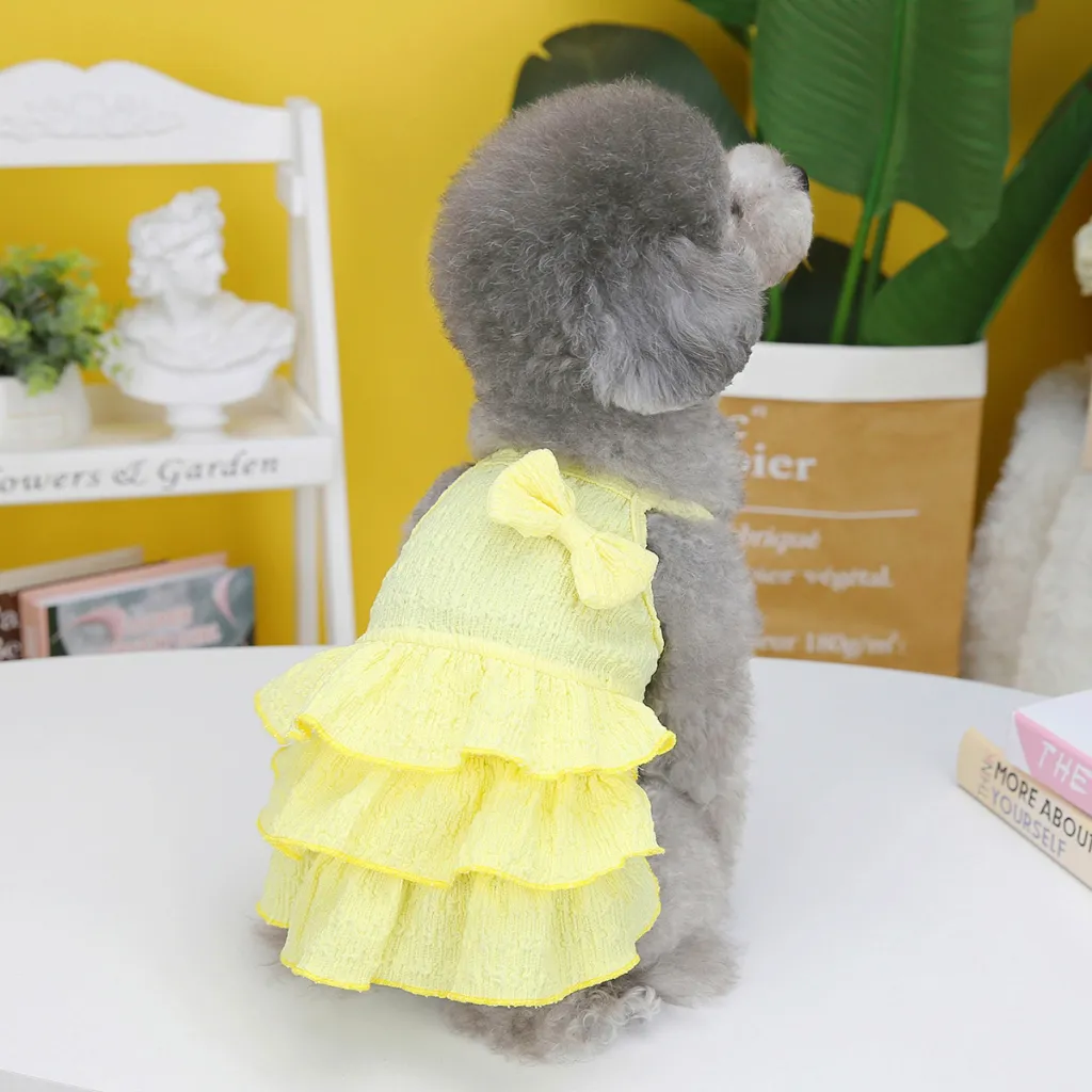Pet Clothes Dog Skirt Candy Color Layers - Yellow