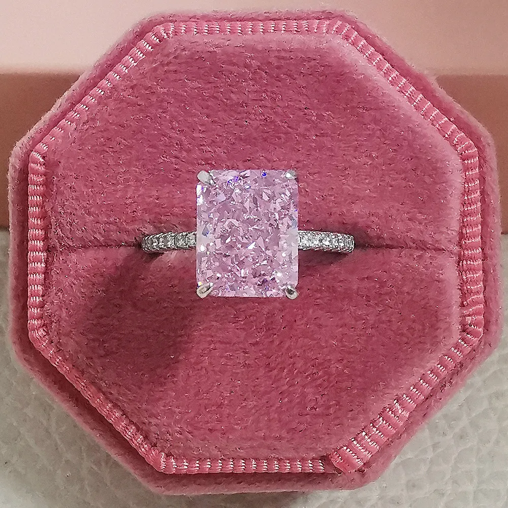 Ice Flower Cut Affordable Luxury Style Niche Advanced Design Ring For Women - Pink