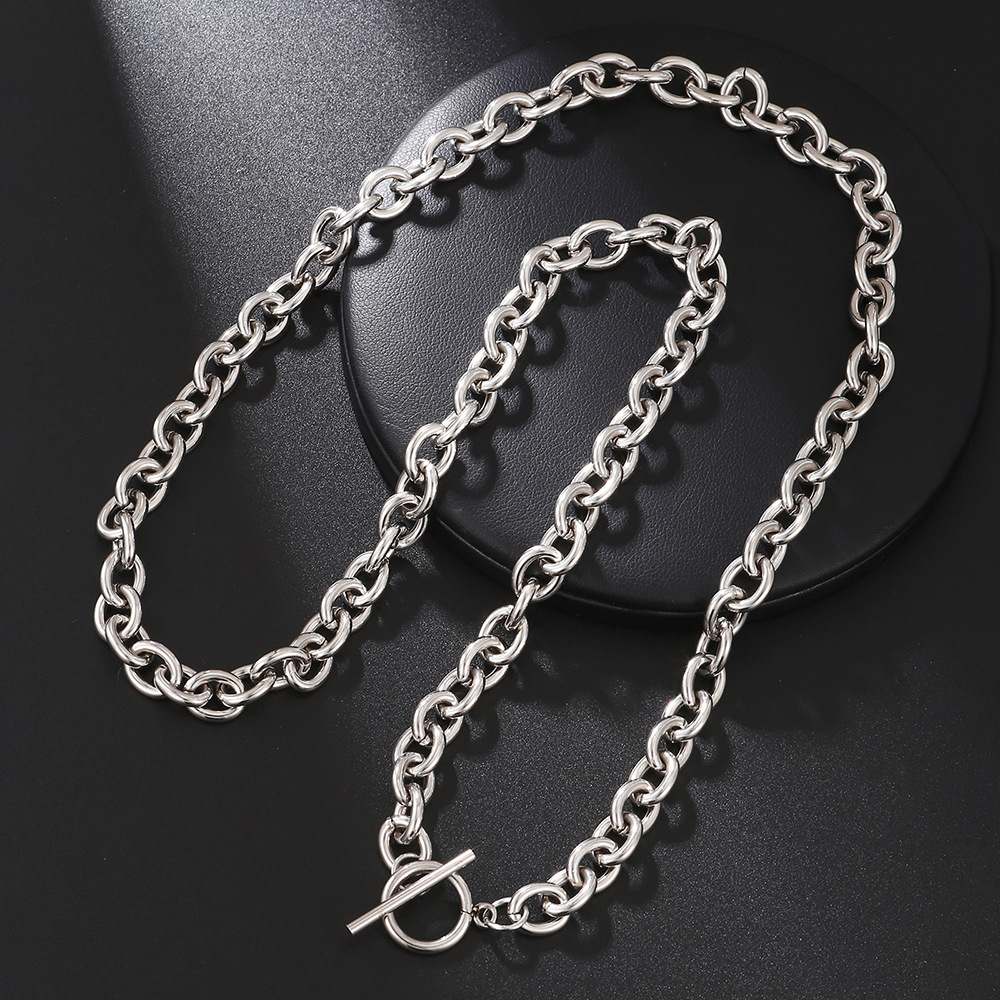 European And American Cuban Clavicle Titanium Steel Necklace