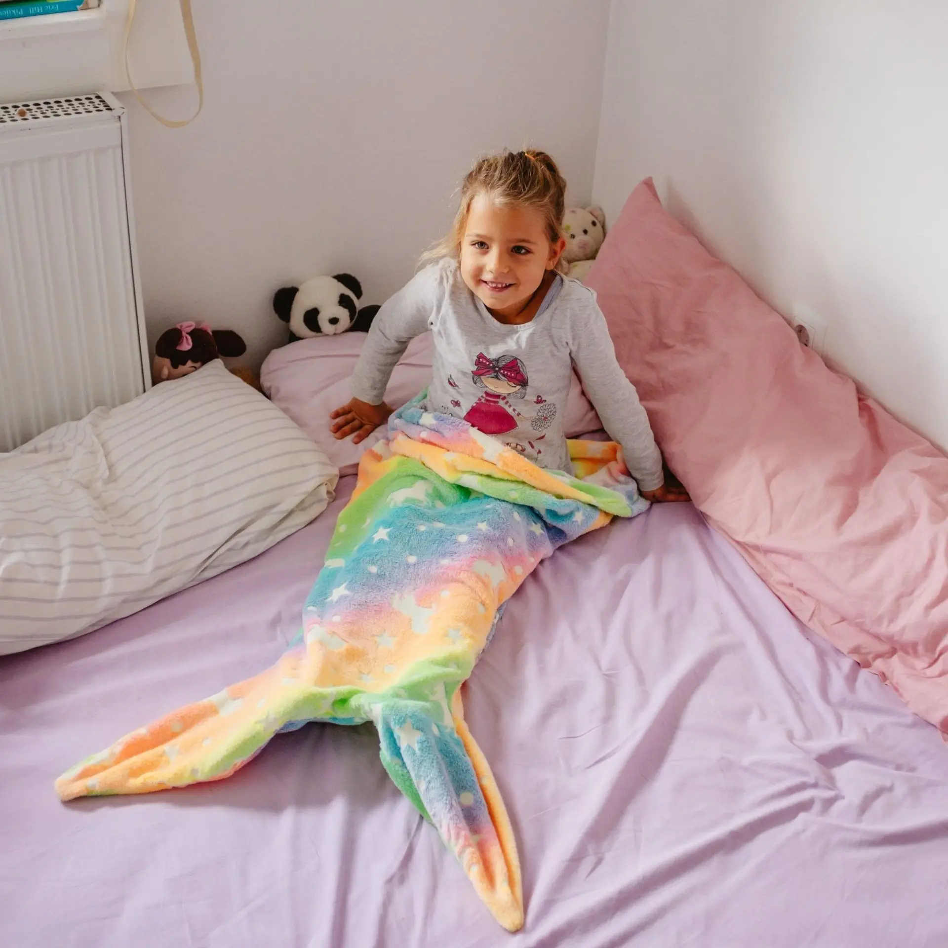 Children's Mermaid Luminous Sleeping Bag Double-sided Blanket