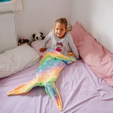 Children's Mermaid Luminous Sleeping Bag Double-sided Blanket Quilt
