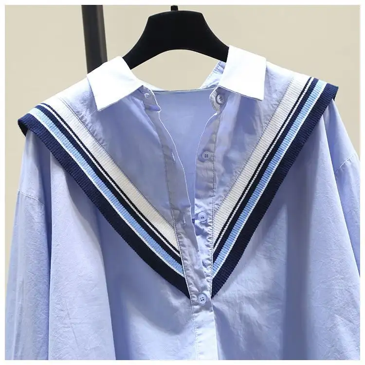 Women's Loose Casual Knitted Ruffle-Trim Shirt