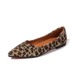 Women's Fashion All-match Vintage Leopard Print Pointed Soft Sole Shoes - Apricot - View 1