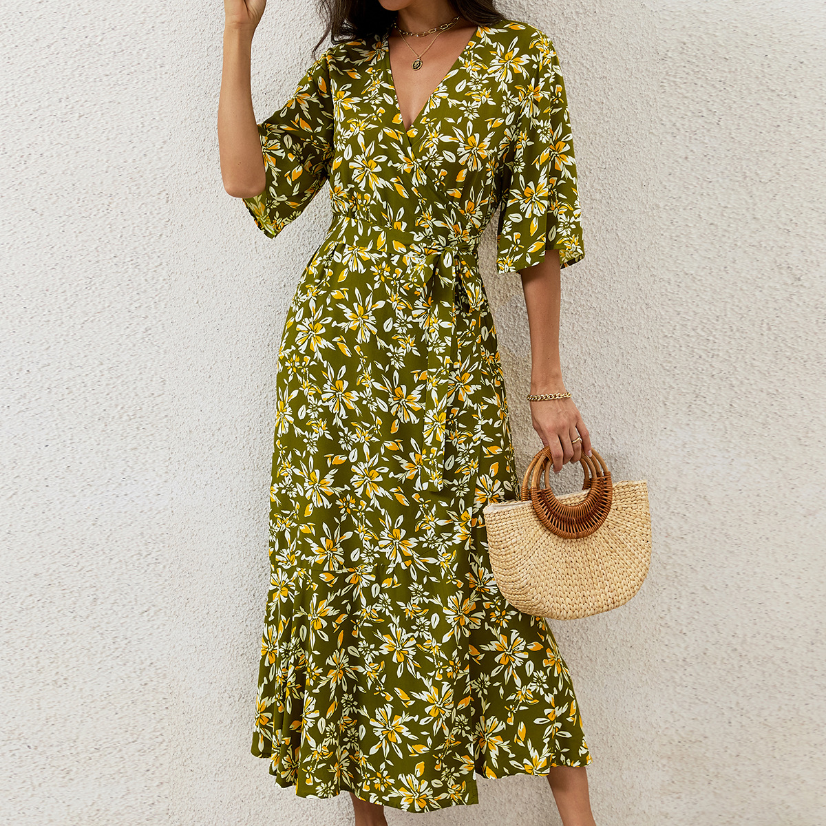Strap-style Half-sleeve Sheath Dress For Women 3