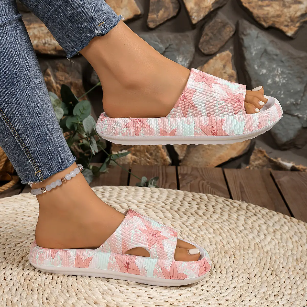 Summer Thick-soled Floral Printed Sandals