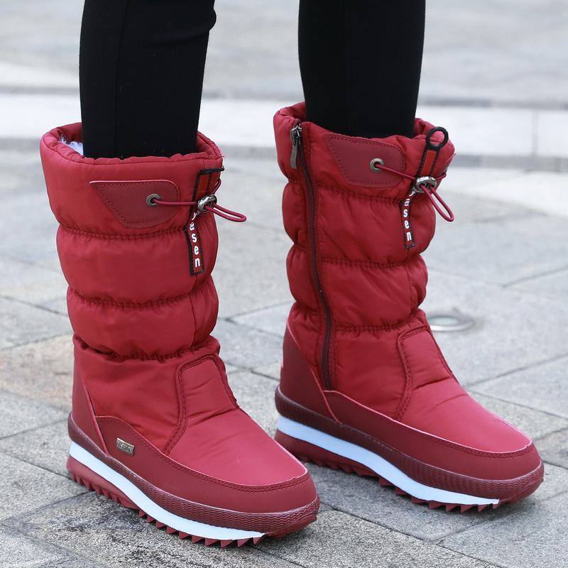Winter New Plus Velvet Thick Cotton Shoes Thermal Middle Tube Waterproof Non-slip Boots - Image 18