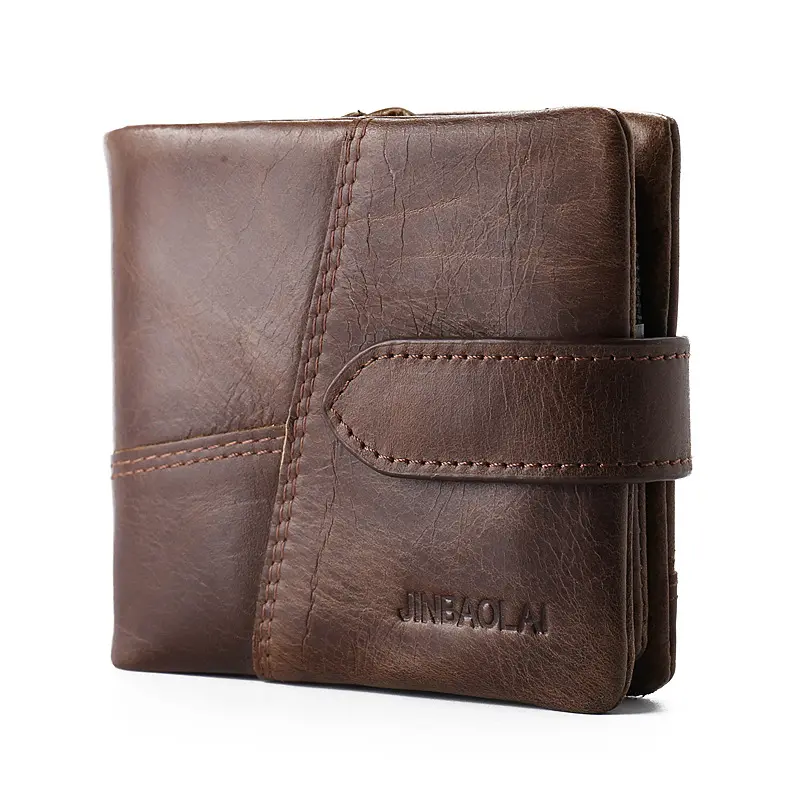 First Layer Cowhide Men's Wallet Vintage Zipper