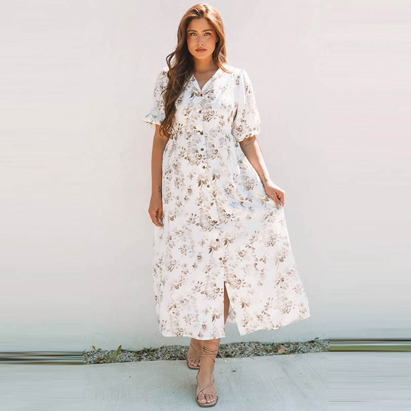 European And American Leisure Style Multicolor Printing Dress